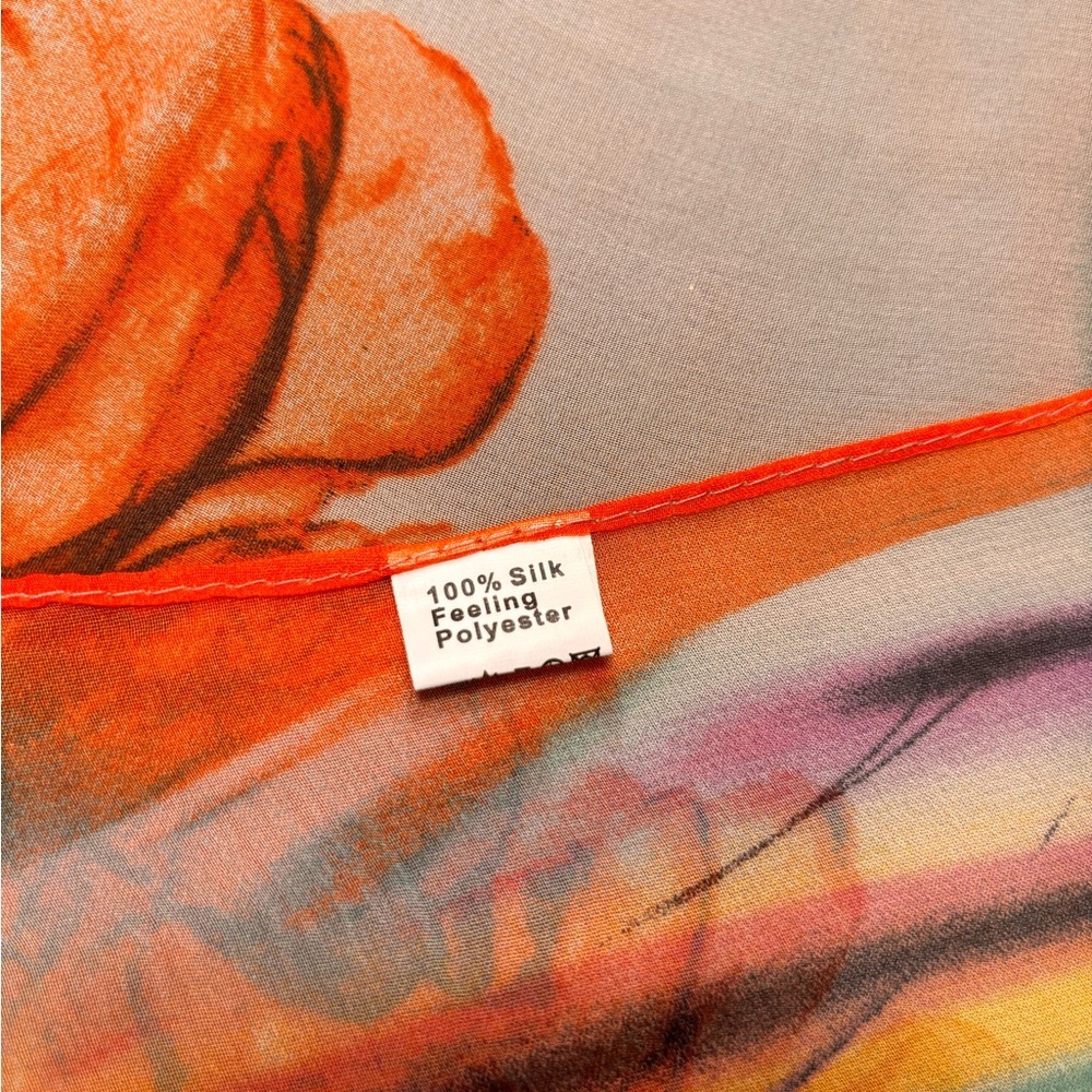 Sheer Silk Feel Floral Scarf - Picture 6 of 15